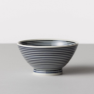 陶瓷餐具家用大 日本Barbar蓝驹条纹陶瓷茶碗吃饭碗釉下彩和风日式
