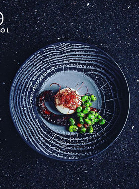 法国Revol复古手工陶瓷餐盘 树纹装饰西餐餐盘牛排盘子吃饭碗