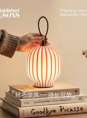 26年新品糖果灯笼台灯红条纹手提灯英国Established Sons桌面氛围