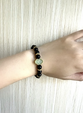 岁岁年年 黑玛瑙手链手饰精简设计小众时尚个性气质潮流手串8mm珠