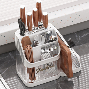 日本进口筷子筒收纳盒家用高档新款厨房台面菜板刀勺子沥水盘收纳