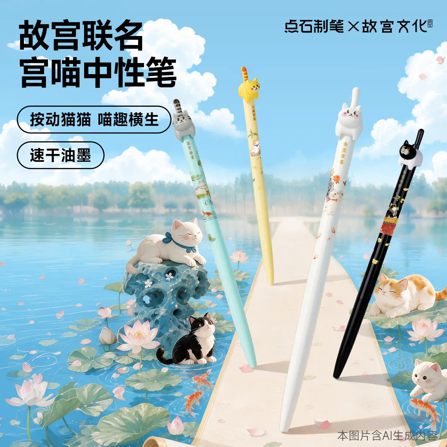点石故宫宫喵四季按动中性笔0.5