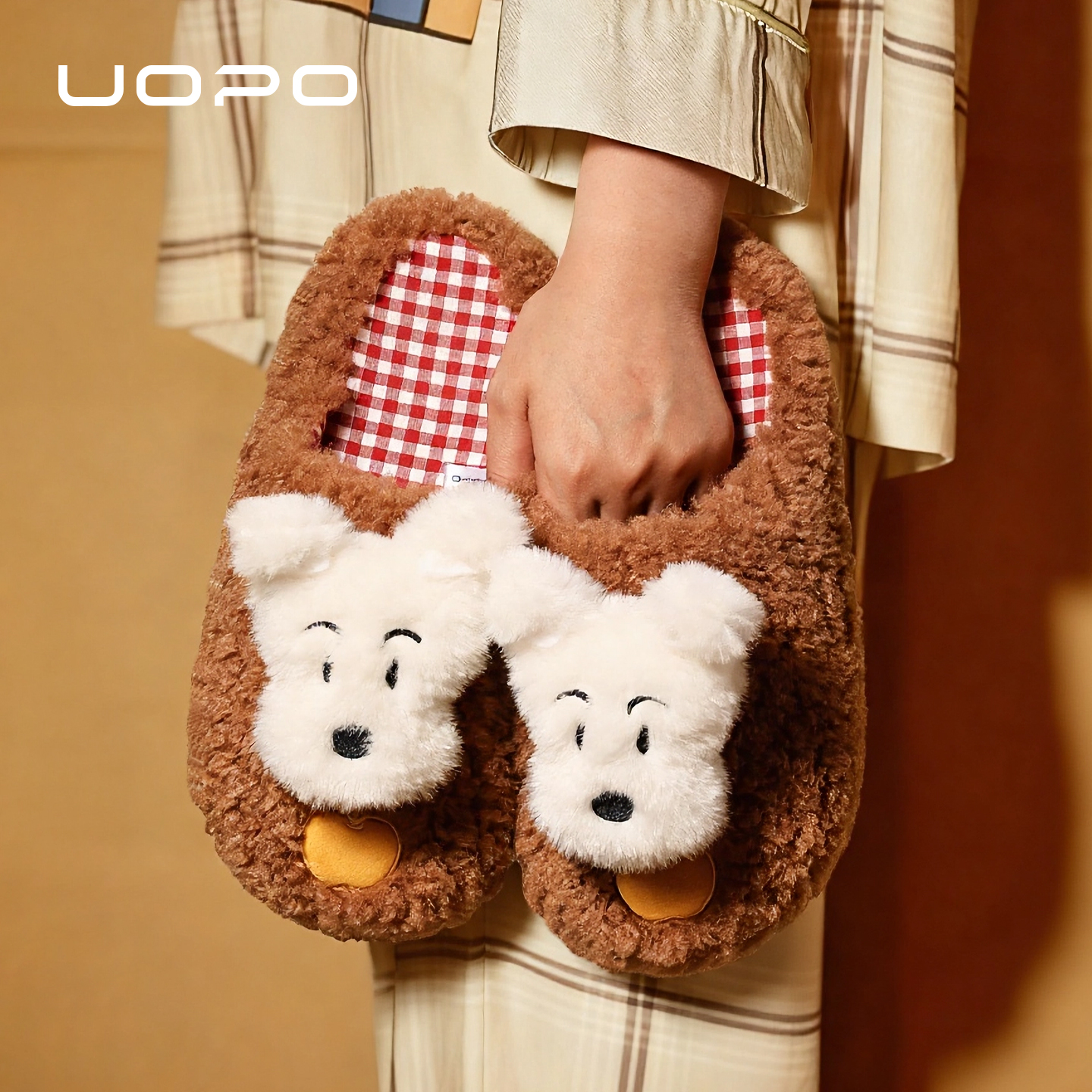 UOPO情侣毛绒棉拖鞋女2025新款居家冬保暖可爱室内家居毛毛拖鞋男
