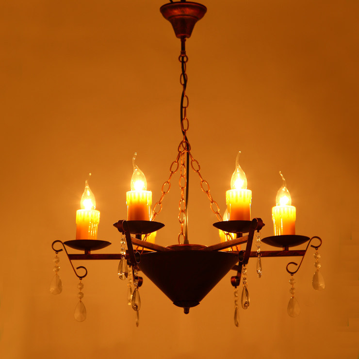 欧式地中海铁艺复古创意个性蜡烛吊灯美式乡村酒吧灯餐厅灯客厅灯