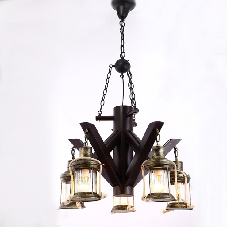 中式复古实木客厅吊灯美式乡村酒吧灯餐厅灯个性创意茶楼咖啡厅灯