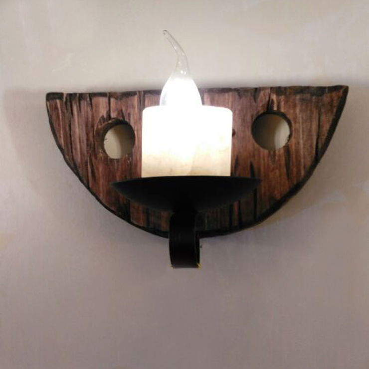 美式乡村复古实木铁艺仿古loft个性创意酒吧漫咖啡服装店蜡烛壁灯