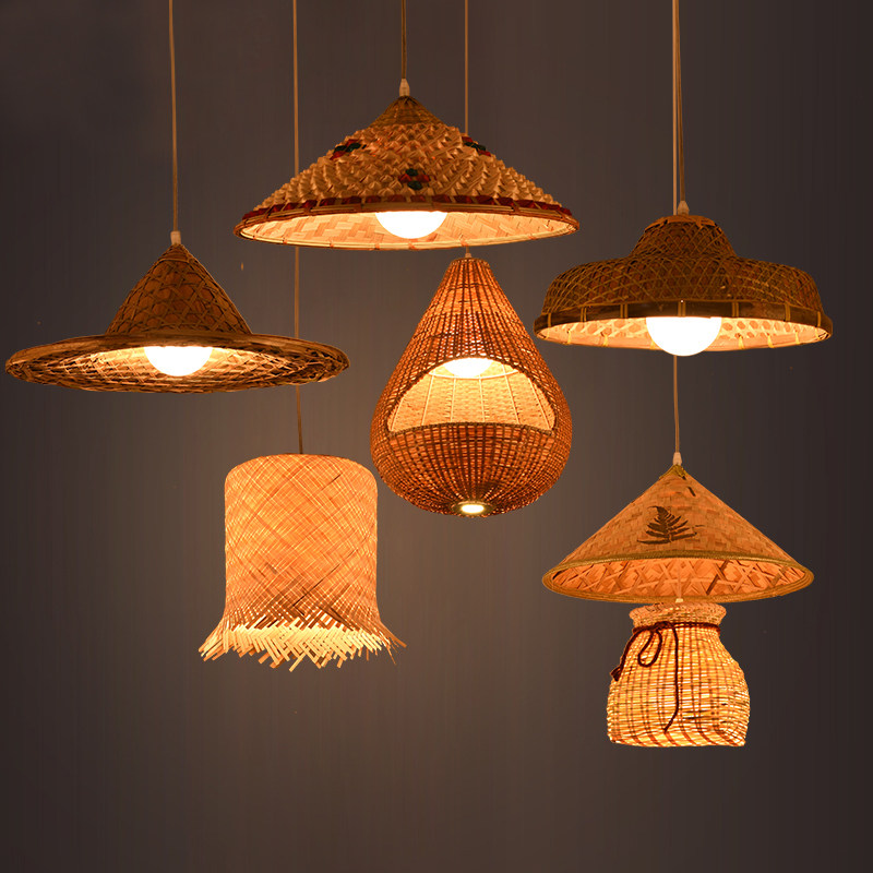 中式田园复古手工编织斗笠餐厅竹编仿古草帽农家乐咖啡厅创意吊灯,家装灯饰光源,餐厅吊灯,淘宝优惠券,粉丝福利购,淘宝优惠卷
