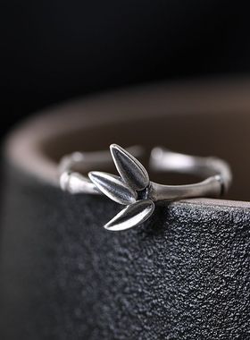 指环开口竹节戒子原创设计泰银女