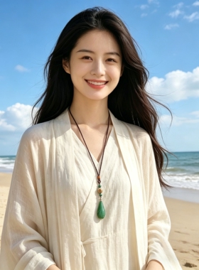 新中式禅意玉兰花内编绳毛衣链