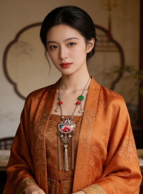 红依原创手工刺绣项链老绣片