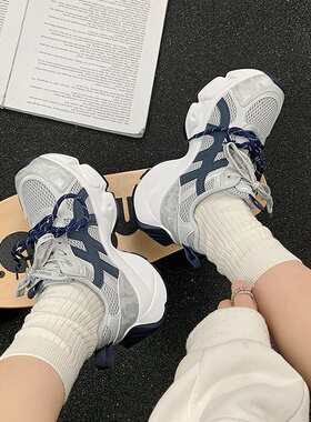 小个子厚底增高网面老爹鞋女2026春秋新款轻便透气百搭休闲运动鞋