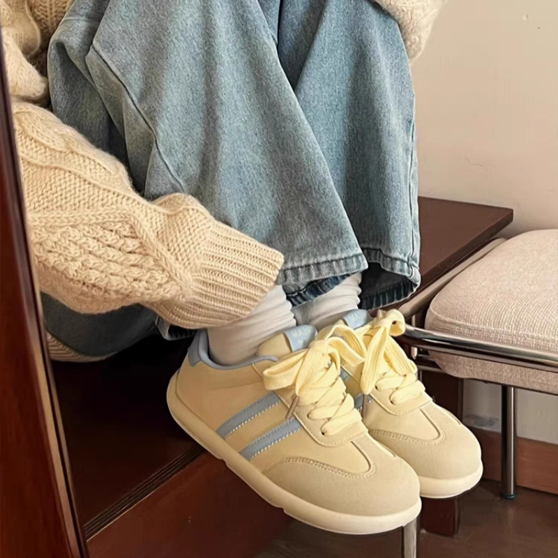 小众板鞋女款2025新款春季百搭德训鞋子丑萌厚底休闲运动小白鞋