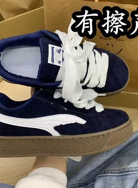 小众复古深蓝色厚底板鞋面包鞋2025新款情侣秋冬百搭运动休闲鞋子