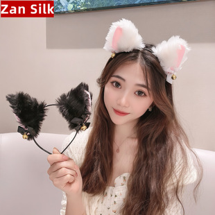 可爱猫耳朵发箍发夹女式毛绒蝴蝶结铃铛头饰猫咪发饰情趣饰品头箍