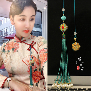 香囊球米珠款 纯手工原创设计旗袍压襟汉服流苏挂件胸针腰配坠中式