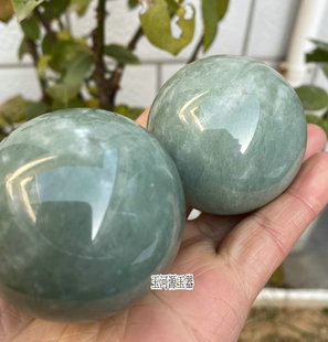 优质天然鲁山绿中老年人太极健身球手球玉石手转球手把件保健玩件