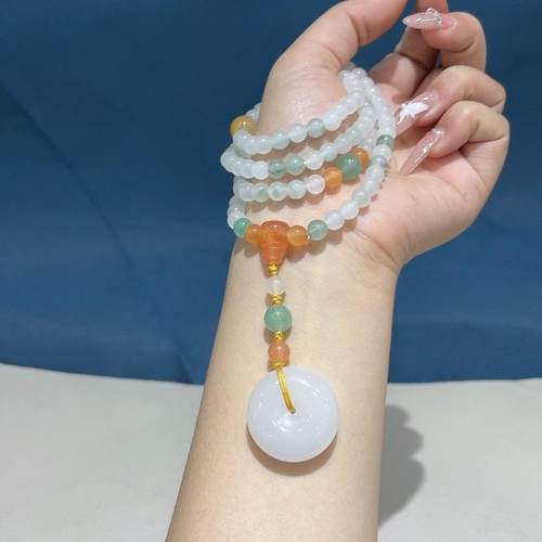 多圈手链金丝玉平安扣毛衣链