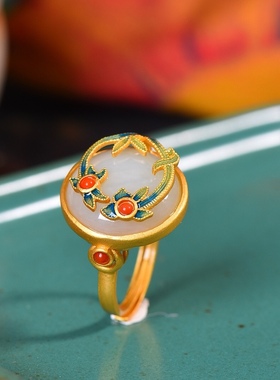 天然和田玉戒指女款玉石指环活口