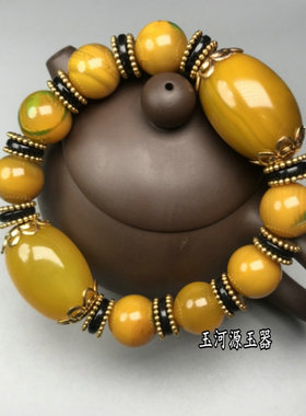 天然玛瑙黄玉髓男女款佛珠包邮