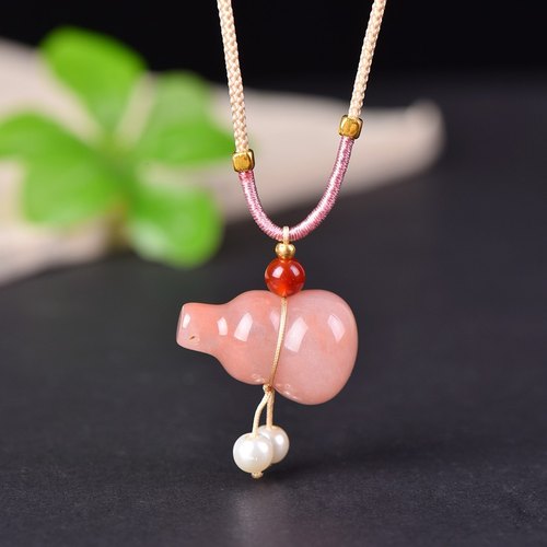 天然金丝玉桃花酿葫芦吊坠