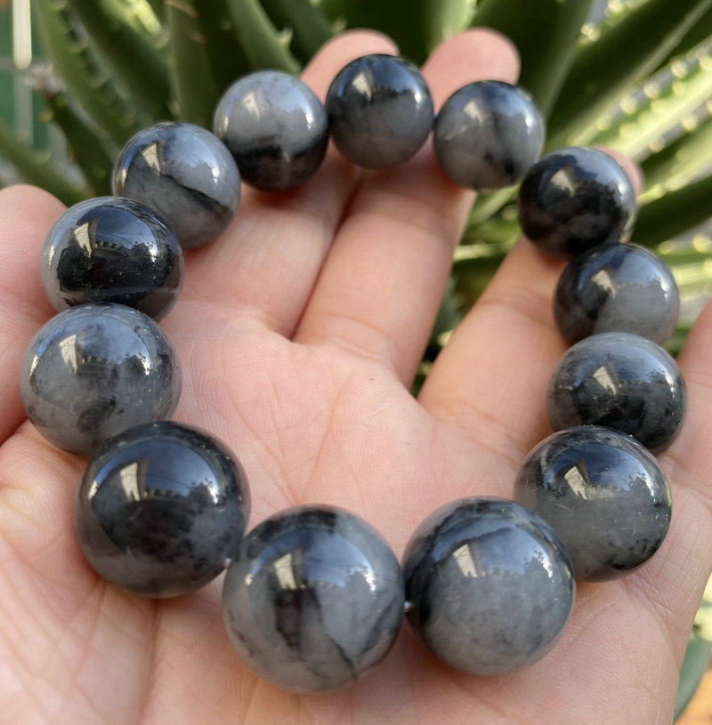 新疆和田黑白分明青花戈壁玉籽料手链圆珠手串玉器手饰男款包邮