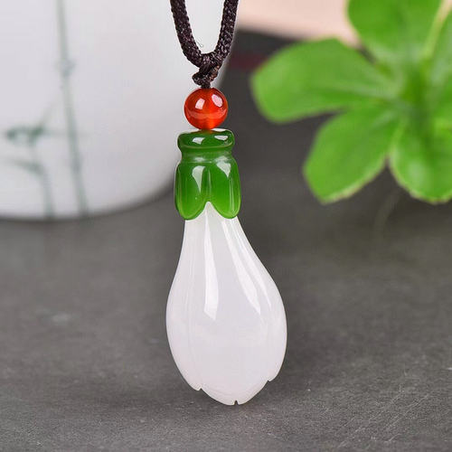 新疆白玉兰花吊坠京玉挂件毛衣链