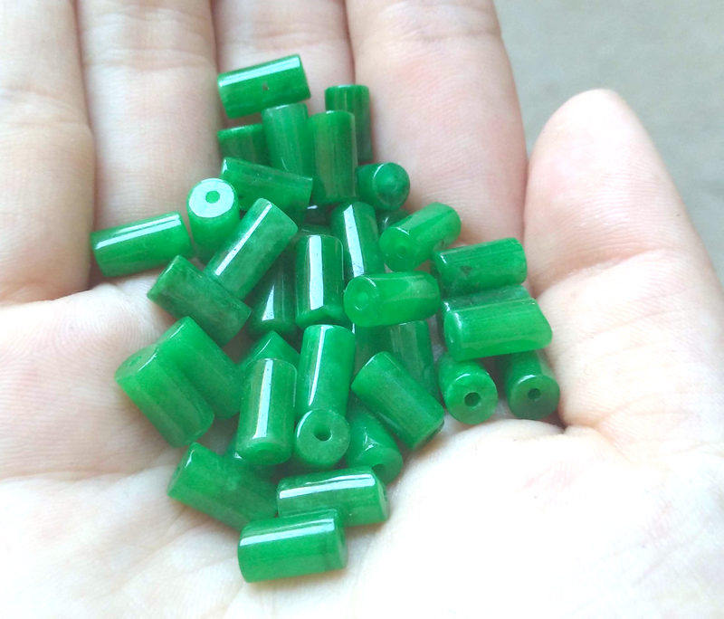 天然翡翠玉干青铁龙生长筒珠 DIY好搭档散珠 手链项链 配件 筒珠