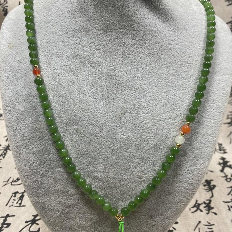 和田玉毛衣链碧玉吊坠绳女款