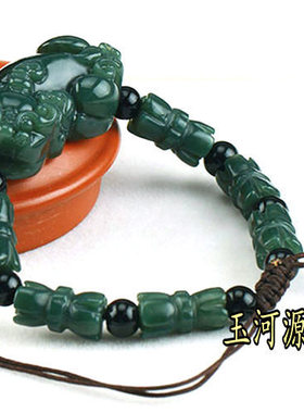 新疆和田玉青玉貔貅手链