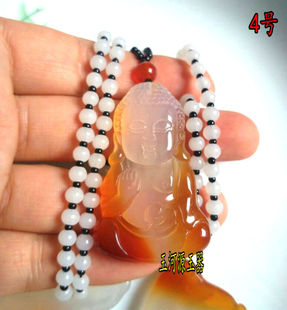 正品天然冰种俏色红白玉髓宝宝佛吊坠水晶观音佛平安挂件包邮