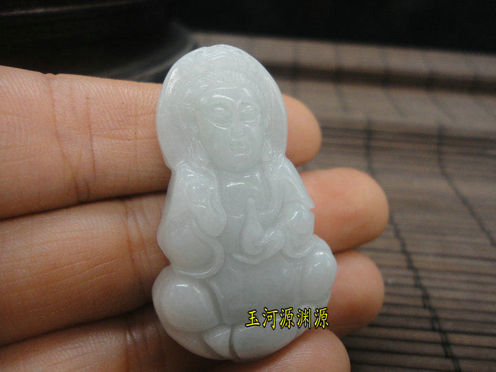 进口翡翠玉石a货双面观音前后雕工观音菩萨吊坠带挂绳男女款包邮