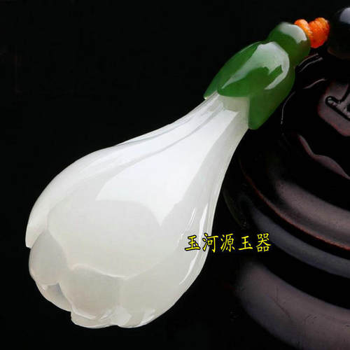 优质和田玉白玉兰花吊坠天然玉石羊脂玉项坠碧玉珠项链挂绳女玉坠