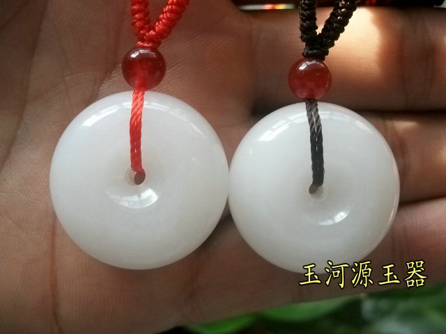 正品温润羊脂玉级天然新疆白玉平安扣/怀古 男女情侣对亲子对吊坠