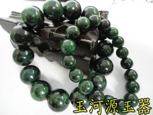 铁龙生绀青圆珠子情侣对翡翠玉