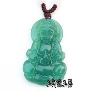 低价促销天然巴西玉5A级绿玛瑙莲花观音吊坠玉髓挂件民族风男款