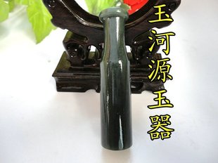 天然新疆和田玉青玉烟嘴卫生烟具老式旱烟袋玉石烟枪杆烟锅专用