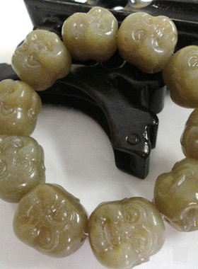 笑口常开佛珠手串男款新疆和田玉