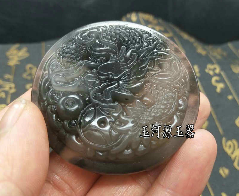 正品促销和田玉青花玉单龙戏珠皮带扣 龙行天下腰佩包邮买就送