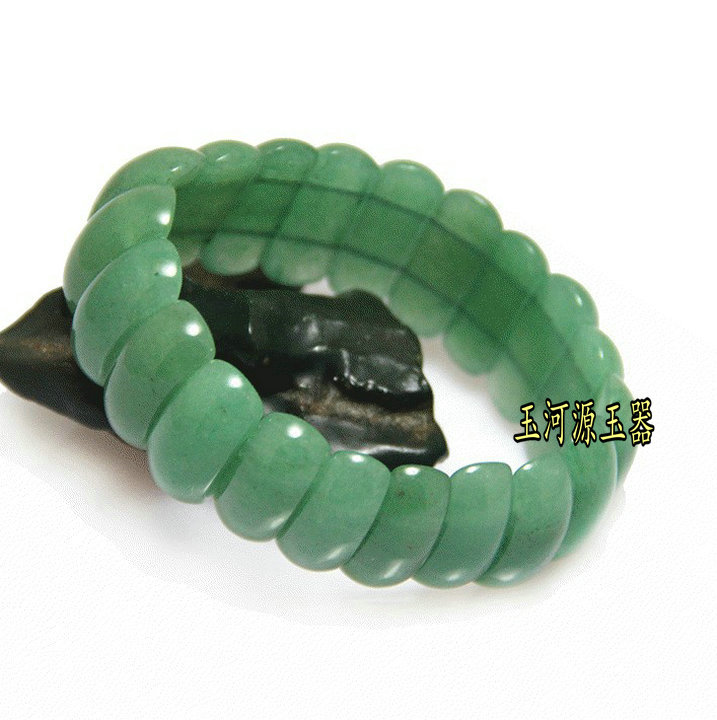 天然绿色印度东陵玉手排手串