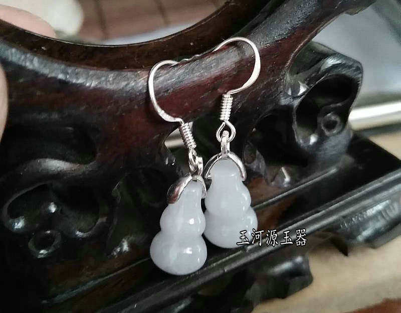天然缅甸翡翠玉A货葫芦玉石耳坠耳环925纯银耳钩耳钉女款饰品包邮,珠宝/钻石/翡翠,耳饰,淘宝优惠券,粉丝福利购,淘宝优惠卷