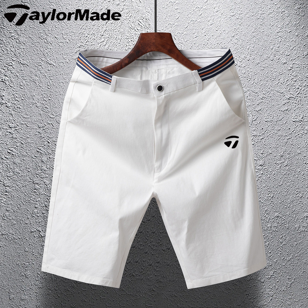TaylorMade白色高尔夫短裤男2026夏季薄款纯棉宽松直筒运动五分裤