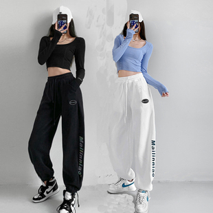 子 ins潮嘻哈阔腿街舞jazz爵士裤 辣妹运动裤 女夏宽松束脚春秋薄款