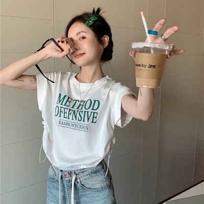 短款抽绳jazz短袖T恤女