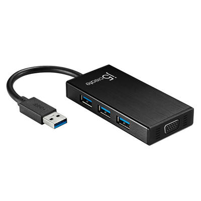 j5createJUH410USB3.0转VGA带3口HUB集线器多屏扩展坞分线器转接