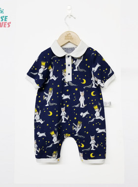 polo婴儿宝宝纯棉连体衣爬服短袖