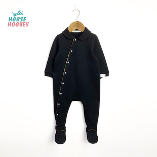 HorseHooves原创设计纯棉加绒婴儿连体衣圆领宝宝连脚春秋冬