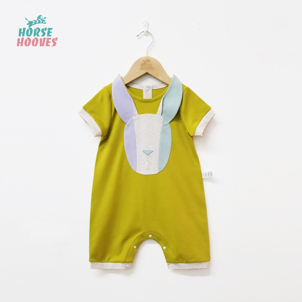 HorseHooves好肤丝原创设计纯棉宝宝兔子造型爬服夏薄连体衣短袖