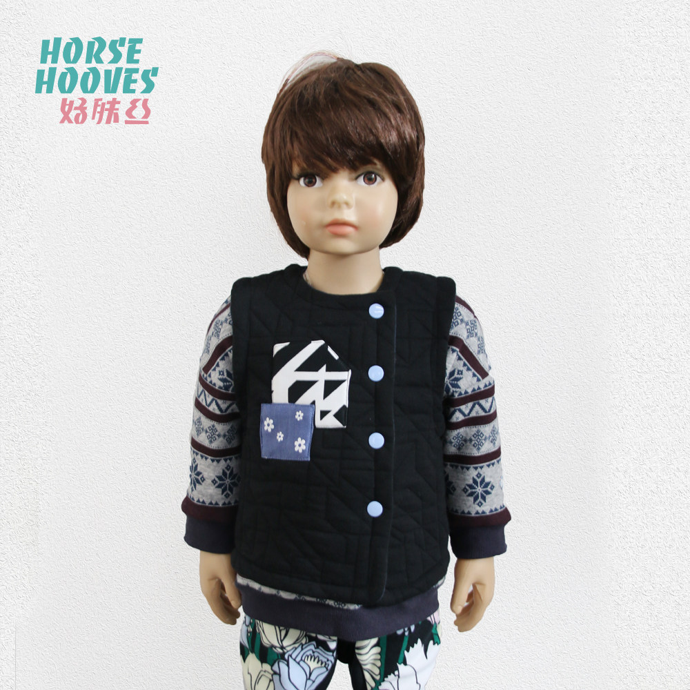 HorseHooves原创设计宝宝婴儿夹棉背心马甲拼布秋冬保暖