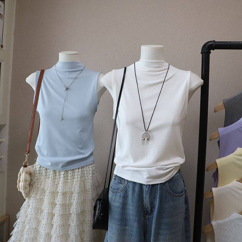 2026春夏新款韩版半高领简约净版显瘦百搭小吊带背心5755强明女装,女装/女士精品,抹胸,淘宝优惠券,粉丝福利购,淘宝优惠卷