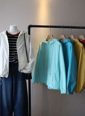 2025秋季新款韩版连帽冲锋衣外套宽松百搭小个子夹克4645强明女装